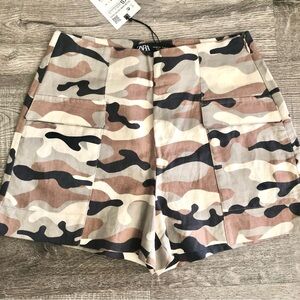Zara Camo Linen Shorts